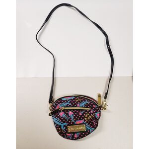 Betsey Johnson Punk Rock Mini Fishbone Heart Crossbody Bag Black Pink Blue